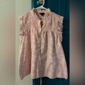 J.Crew pink floral 100% cotton summer shirt size XXL